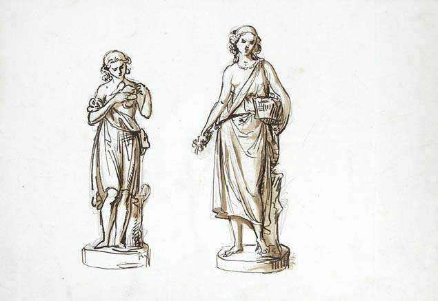 Giovanni Duprè, sketch of two sculptures